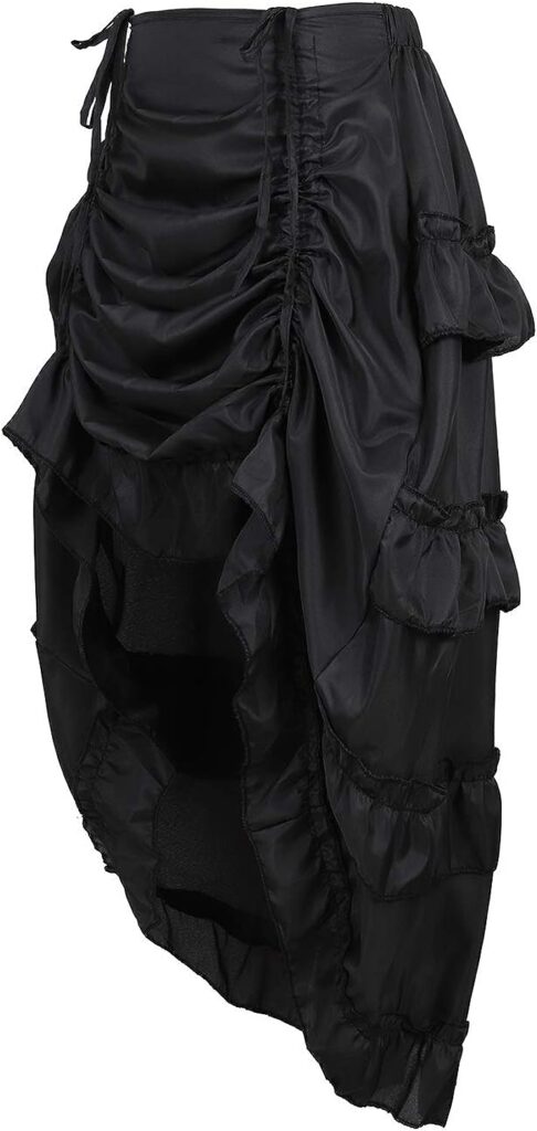 Zhitunemi Womens Steampunk Skirt Ruffle High Low Outfits Gothic Plus Size Pirate Dressing