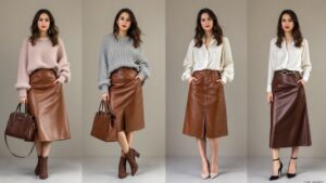 winter styling brown skirt